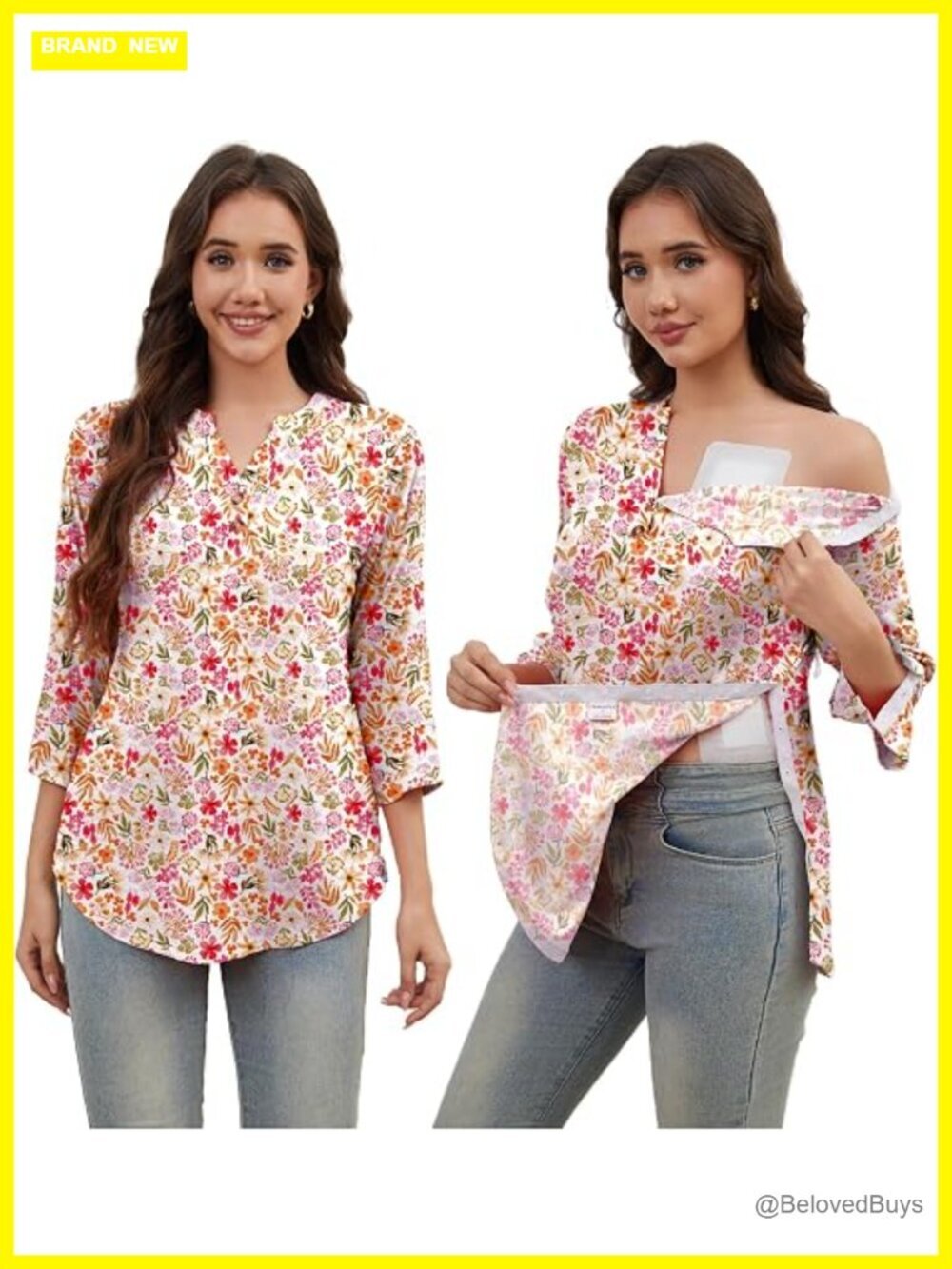 Post Shoulder Surgery Tear Away 3/4 Sleeve Top V Neck Adaptive Clothing